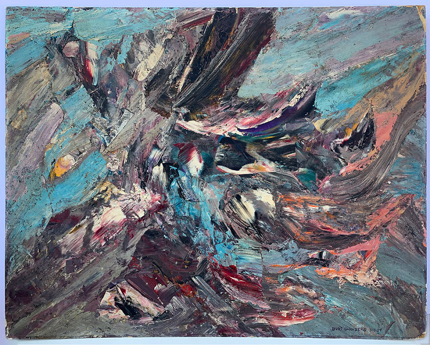 Burt Shonberg Title Unknown Circa 1958 - 1960 Casein On Panel 20 X 16 Inches. While This Painting Is Dated 3 - 4 - 59 And Predates His Participation In The Lsd Experiments With Dr. Oscar Janiger, It Bears A Striking Affinity To Works Known To Have Been Produced At The Time