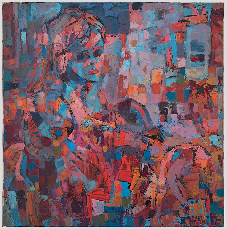 Burt Shonberg "Edith" 1958 Casein On Panel 48 X 48 Inches