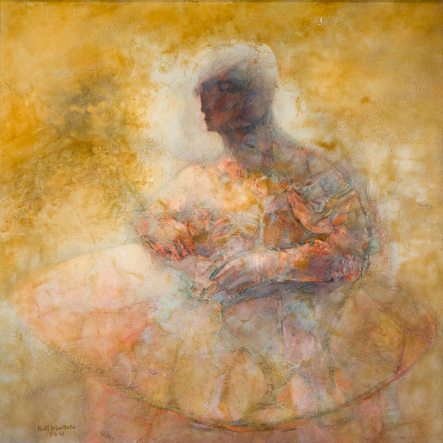 Burt Shonberg "Untitled (Seated Figure)" 1961 Casein On Panel 38 X 38 Inches