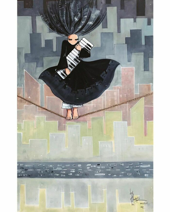 It Is Always Frustrating To Be At A Crossroads, Especially When One Side Is Escape From War And The Other Side Is Your Country And Your Identity.
during The Last Ten Years, I Always Traveled To Different Countries, But I Never Thought About Staying There And Not Coming Back. My Family And Some Of My Friends Always Said Go And Don't Come Back, Save Yourself From War. But I Said No, I Want To Paint For My People. This Is The Reason I Am In This World; My Homeland Is My Identity. I Cannot Find This Sense Of Ownership Anywhere Else In The World.
many People Said Don’t Worry, You Will Get Used To It And You Will Have More Opportunities To Advance Your Art. What If Something Happens To You Because Of Conflict And You Are No More Here To Paint For Your People?
i Thought About The Things People Said, The Situation Was Getting Worse And I Had A Chance To Save Myself. Finally, A Few Months Ago, I Left My Homeland To Survive, I Was Heartbroken And I Didn’t Know What To Do With My Future And My Restless Soul. I Saved My Body, But My Wandering Soul Is Still In Kabul, Everyone Says That You Get Used To It, But I Am Getting More And More Depressed And Miserable.
i Do Not Sleep Well At Night Because It Is Day In My Country And Life Is Going On, I Am Confused During The Day Because I Have To Sleep, But It Is Day And I Have To Live. The Meaning Of Life Has Changed For Me, Time Runs Fast, Days Turn Into Nights And Nights Into Days, Now I Think That I Should Return Home And Live In War.
but I Am Standing At A Crossroads.
tell Me What To Do?
my Homeland Is Always In My Heart. I Always Painted For My People, But Now I Paint For All The People Of The World. The Pain Of Immigration Has Forced Me To Paint More, Immerse Into Myself And Paint My Feelings Further Into My Art.
now I Don’t Live In My Country And Not In The Place That I Moved To, So Where Am I? I Feel So Uncomfortable, Where Is This Place?
i'm Depressed Here And My Mother On The Other Side Of The Globe Misses Me And Is Not At Peace.
but Every Day She Says “No, Don’t Come Back, This Is Not A Good Place.”
#homesick #atmystudio #mycity #myidentity #mybelongings #piano #memories #rope #blackness #peace