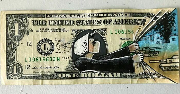Title: 1+2=3
street Money Exhibition At Sakura Gallery-France
painting On Money ($1 Bill)
the Exhibition Starts At 8th September.
@galeriesakura #sakuragallery #streetmoney #exhibition #banknotes #france #afghanistan #artistsoninstagram @instagram