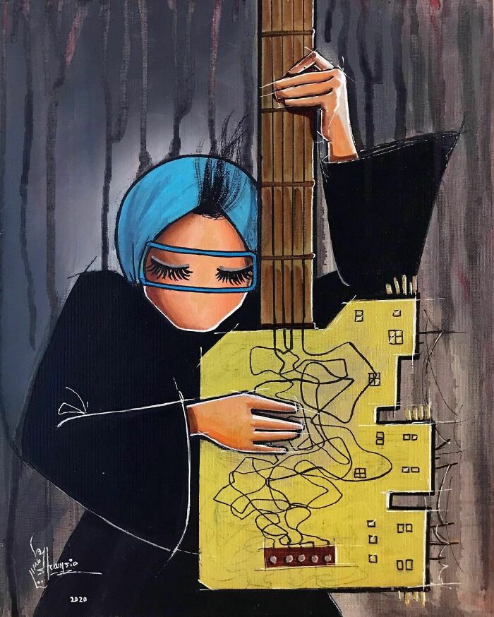Symphonic/ هم نوا
#acrylic On #canvaspanel #home #yellow #guitar #guitarstrings #mymind #myheart #hope #fear #nevergiveup #atmystudio #artistsoninstagram #afghanistanartist #lovekabul
#symphonic