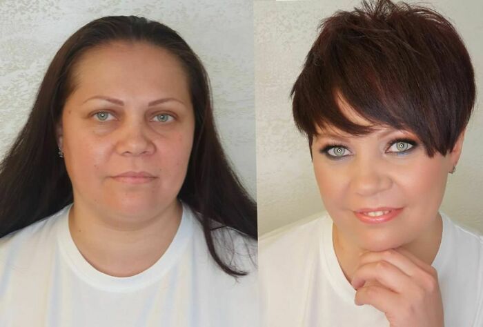 Наталья ,мама Троих Детей ,в Калининграде Живёт Совсем Недавно ,но Как Узнала ,что Мы Приезжаем, Сразу Же Записалась .надоели Длинные Волосы ,хотелось Перемен.над Образом Работали;парикмахер Ольга Тарасова @stilist_o_tarasova ,визажист И Автор Проекта Оксана Трунова @oxanatrunovamakeup .#академиятруновой #слепоепреображение #допосле #меняйсяклучшему #калининград #москва #калуга #визажисттрунова #стилисттарасова #hair #hairstylist #makeup #makeupartist