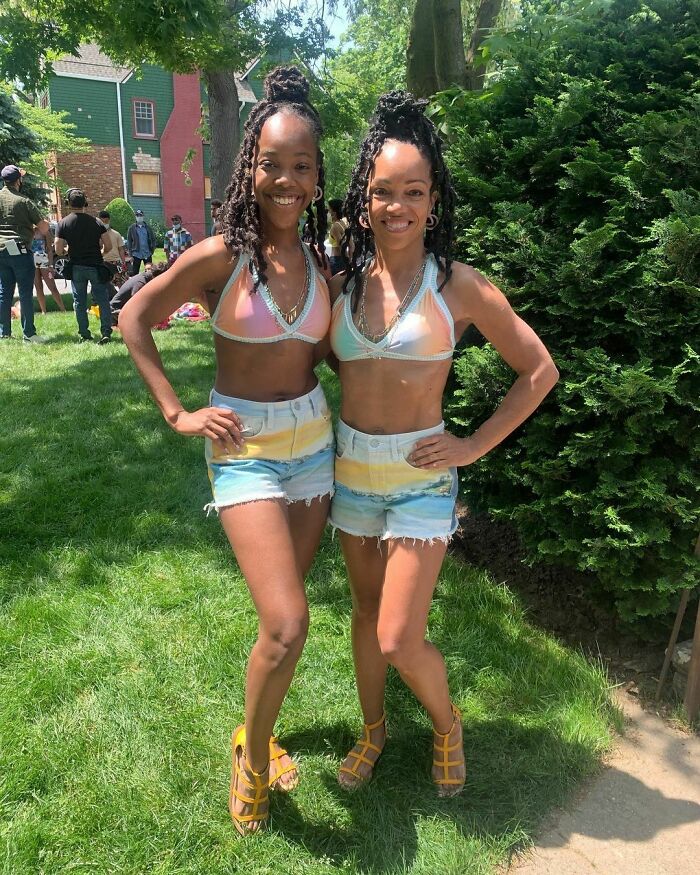 Behind The Scenes Of The Good Fight. Shanel Bailey With Her Stunt Double Valisa Tate