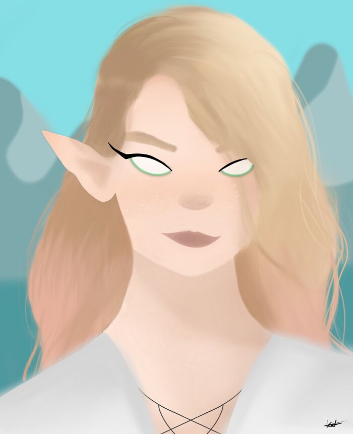 Isla, My Water Nymph (A Character I Made Up And One Of My First Digital Art Pieces)