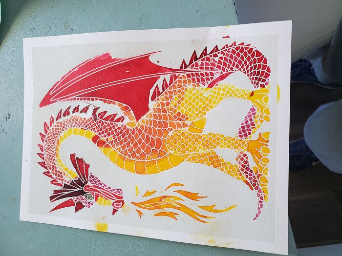 This Is My Dragon Iw Watercolored With Crayon For The Whites