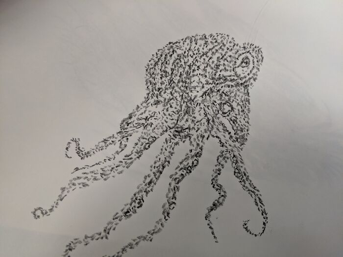 I Always Start Out With Just Random Dots And Then Sometimes It Goes Somewhere Interesting (Black Grease Pencil)