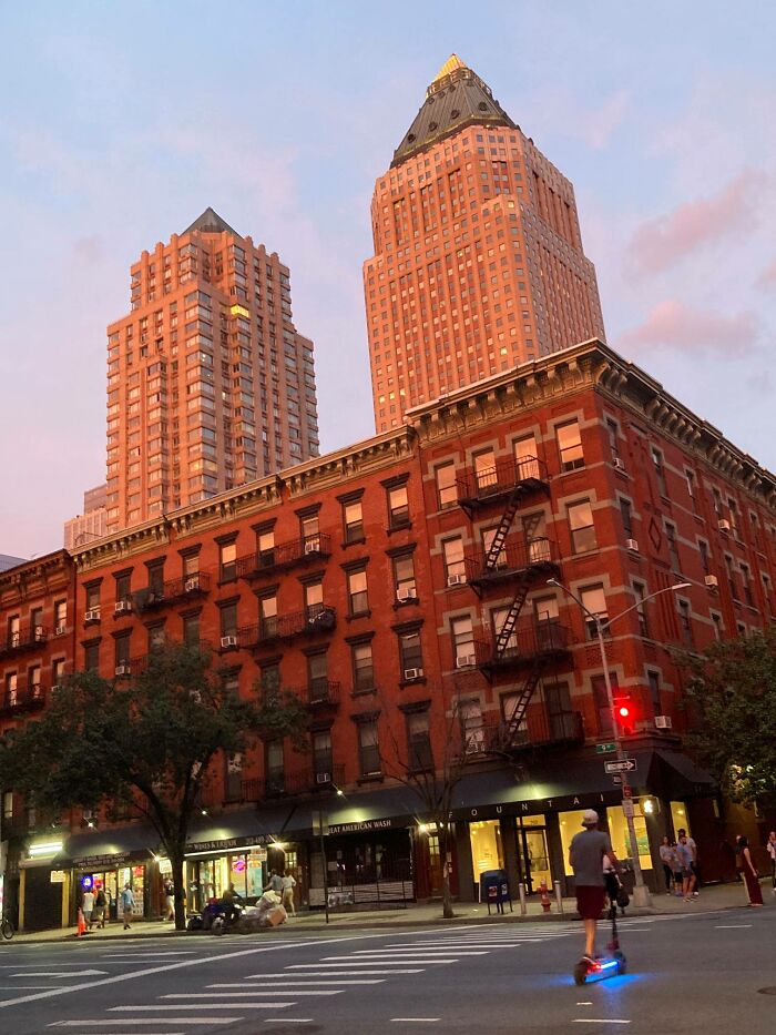 Reflected Sunset In Hell's Kitchen, NYC, 48th Street & 9th Avenue
