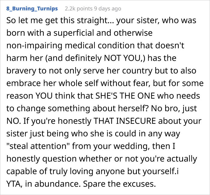 Guy Asks If It’s Wrong Of Him To Demand His Bald Sister Wears A Wig To His Engagement Party Guy Asks If It’s Wrong Of Him To Demand His Bald Sister Wears A Wig To His Engagement Party