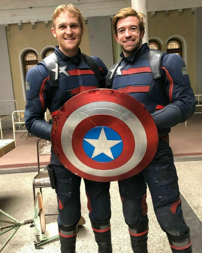 Wyatt Russell With His Stunt Double Justin Eaton