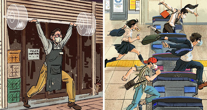 Tokyo-Based Illustrator Shows The Everyday Olympics Of Ordinary People (15 Pics)