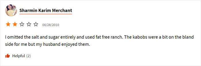 "I Omitted Half Of The Seasonings And Substituted A Low-Fat Version Of The Main Ingredient. Bland!"