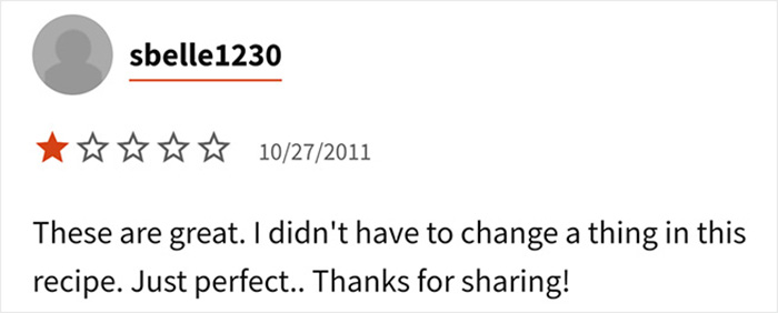 Perfect Recipe. One Star.