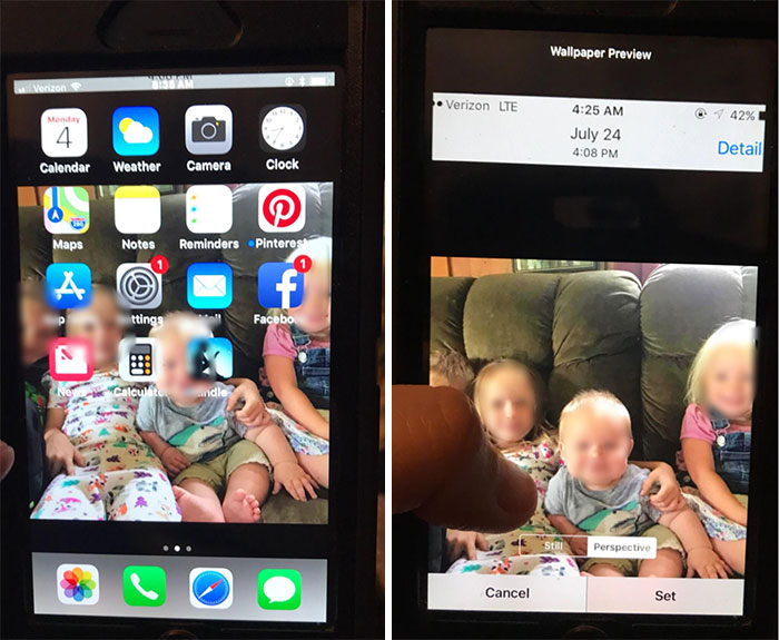 My Mom Kept Insisting Her Phone Had The “Grey Bar Of Death” When In Reality She Set A Screen Shot As Her Background