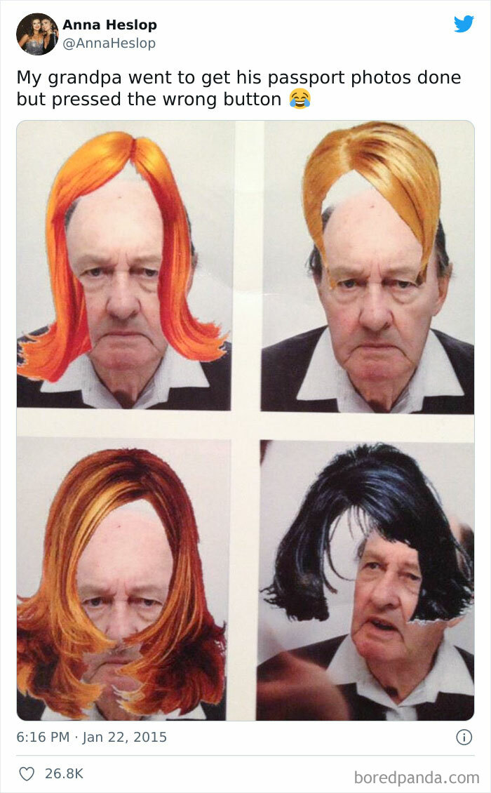 Grandpa Went To Get His Passport Photos Done But Pressed The Wrong Button