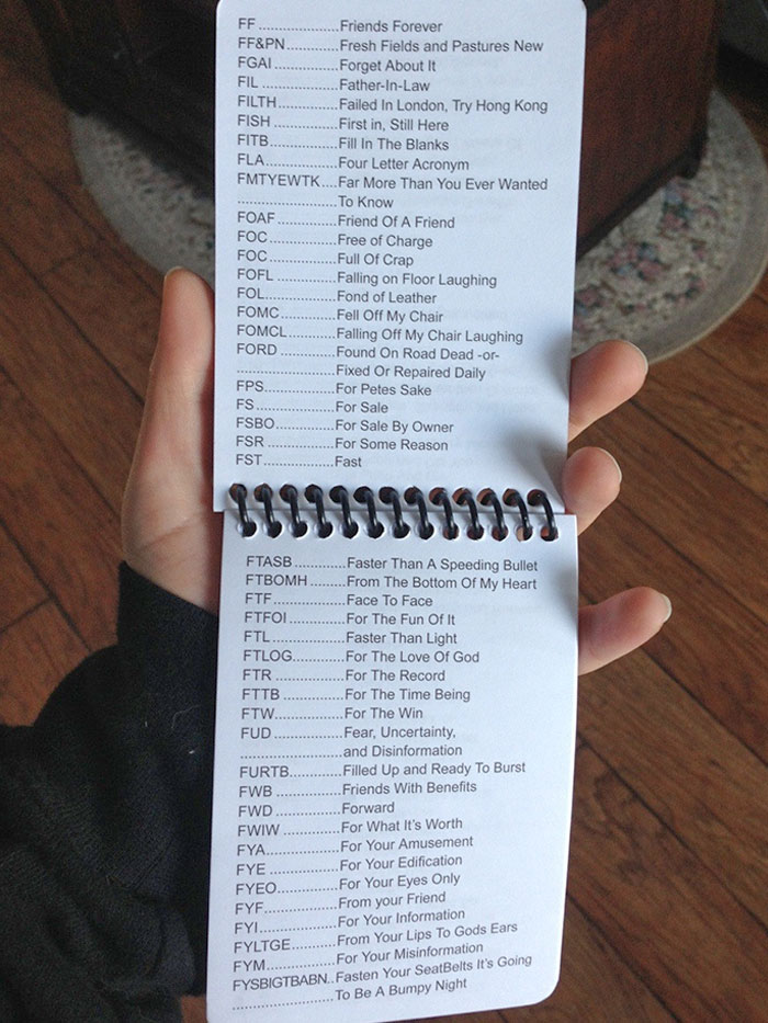 My Grandma Bought Me A Texting Book Of Acronyms For Christmas. She Was 100% Serious About This Being How People Talk Online