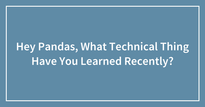 Hey Pandas, What Technical Thing Have You Learned Recently? (Closed)