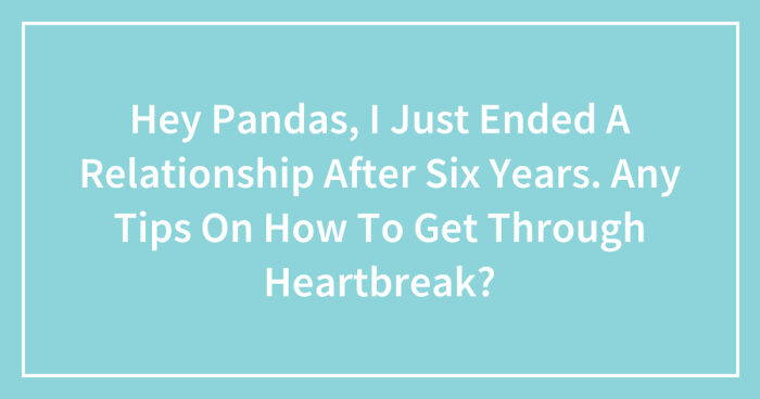 Hey Pandas, I Just Ended A Relationship After Six Years. Any Tips On How To Get Through Heartbreak? (Closed)