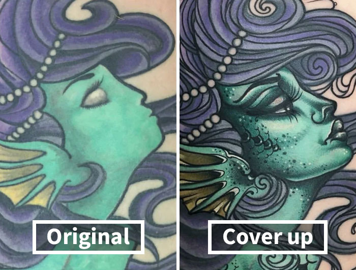 30 Times Tattoo Artists Covered Up Tattoo Regrets With Something Cool, As Shared In This Online Group
