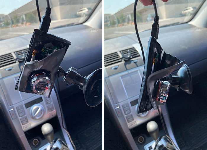 Today’s Idiot Was Me Not Cracking My Windows During 120-Degree Heat And Subsequently, My Dashcam Melted