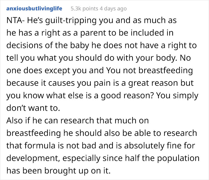 Husband Accuses New Mom Of Choosing Formula Over Breastfeeding Despite It Hurting Unbearably, Family Drama Ensues Husband Accuses New Mom Of Choosing Formula Over Breastfeeding Despite It Hurting Unbearably, Family Drama Ensues