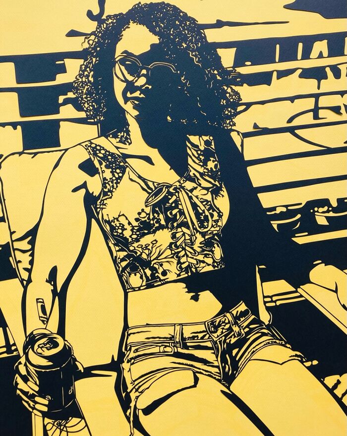 Recently Cut This Self Portrait From Black Paper With An Xacto Knife. Ig @rosaleff