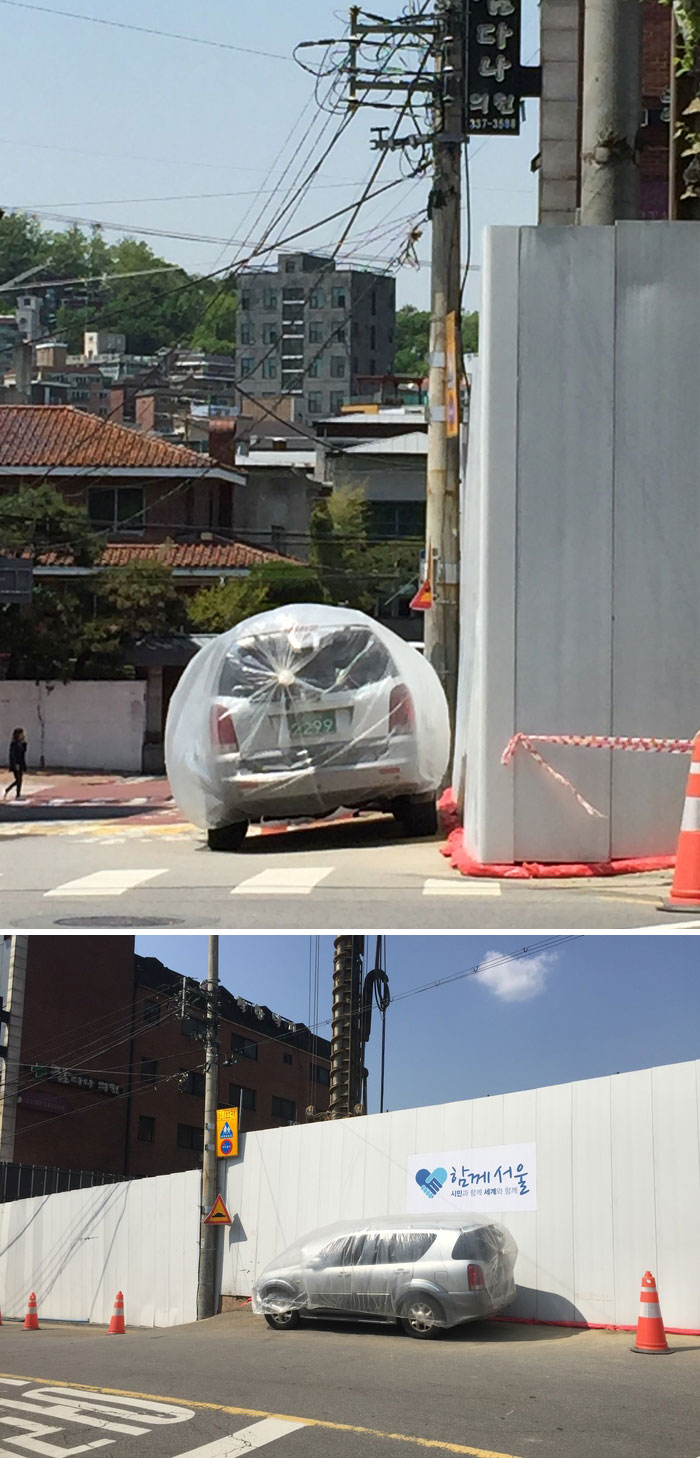 If You Happen To Park Near A Construction Site You Would Probably Find Your Car Wrapped Like This To Not Get All Dusty And Dirty