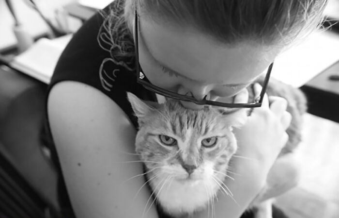 My Wife And Our Cat Bobcat (She Passed Many Years Ago). Bobcat Was Actually Happily Purring In This Shot