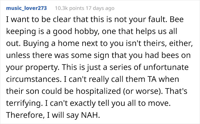 Neighbors Stand Up Against Beekeeper After They Refuse To Give Up Their Hobby For A Neighbor's Allergic Kid's Sake Neighbors Stand Up Against Beekeeper After They Refuse To Give Up Their Hobby For A Neighbor's Allergic Kid's Sake