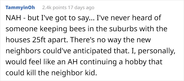 Neighbors Stand Up Against Beekeeper After They Refuse To Give Up Their Hobby For A Neighbor's Allergic Kid's Sake
