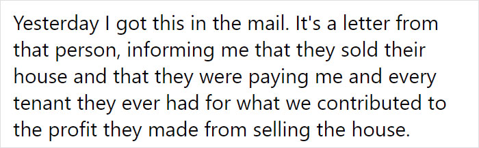 Guy Shares His Incredible Landlord Story After Getting A Check For $2,500 As A 'Share' From Selling The House