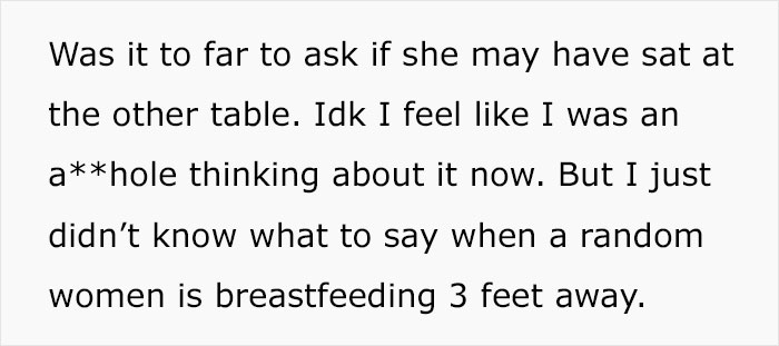 Man Asks If He Was Wrong To Ask A Mom Who Started Breastfeeding Her Baby To Sit At Another Table Man Asks If He Was Wrong To Ask A Mom Who Started Breastfeeding Her Baby To Sit At Another Table