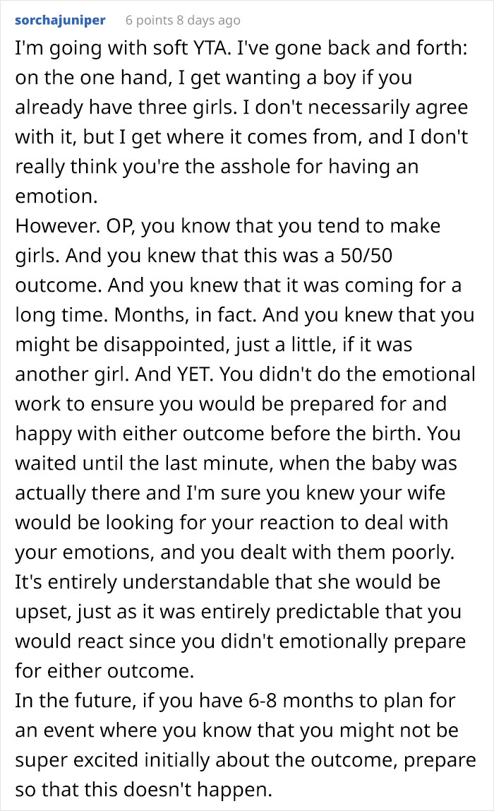 Dad Of 3 Girls Shows A Moment Of Disappointment When His 4th Daughter Is Born - His Mother Calls Him 'Misogynistic'