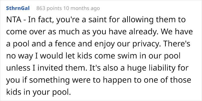 Woman Gets Tired Of Neighbor's Kids Showing Up At Her Pool Unannounced, So She Builds A Fence Which Then Infuriates The Kids' Mom Woman Gets Tired Of Neighbor's Kids Showing Up At Her Pool Unannounced, So She Builds A Fence Which Then Infuriates The Kids' Mom