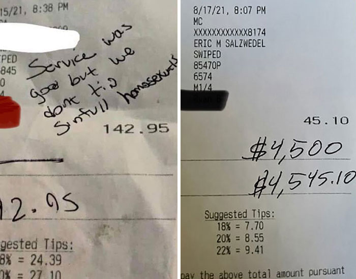 People Online Step Up After Gay Server Is Left With A Homophobic Message Instead Of A Tip