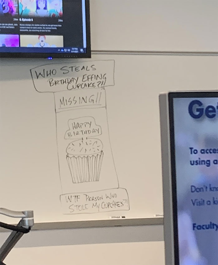 Someone Stole My Professor's Birthday Cupcakes That He Left In His Room For Today