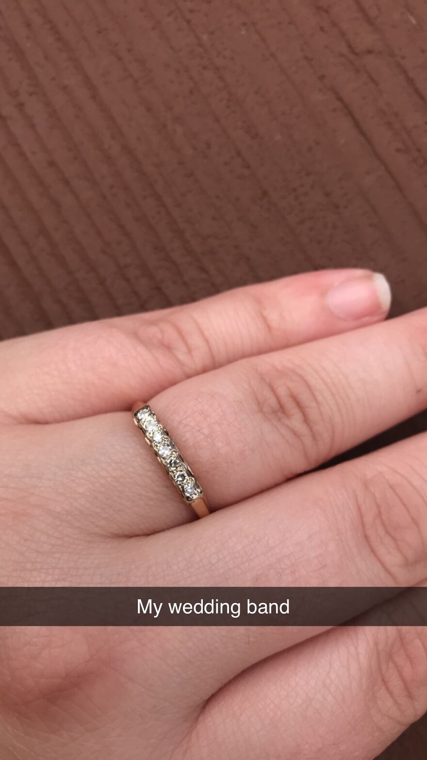 My Wedding Ring. My Husband Used His Grandmas Ring As My Wedding Band. After His Grandparents Where Married 40+ Yrs I Take It Has Our Good Luck From Them And Their Blessing. Lucky To Keep The Love Tradition Alive!
