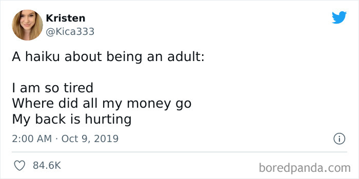 Haiku about being an adult meme