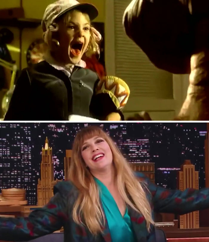 Drew Barrymore then and now