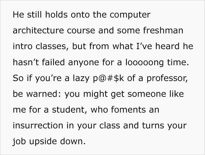 Student Gets Sweet Revenge On His Lazy Professor After He Unfairly Fails Half The Class