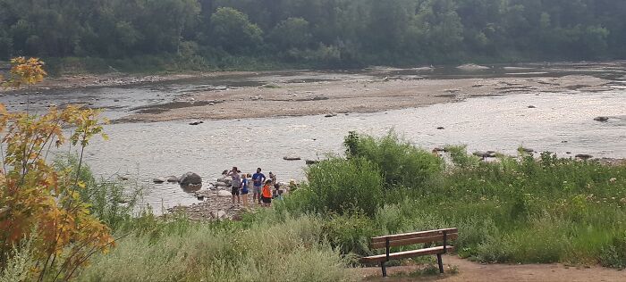 Assiniboine River During The Drought, With Smoke From The Fires In The North.