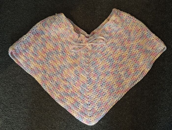 My First Crochet Baby Poncho I've Made Over Lock Down. Pretty Happy With The Result.