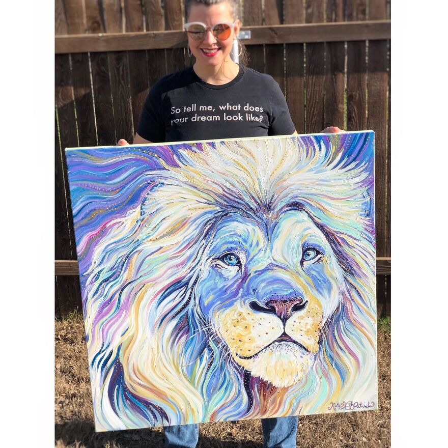 I Paint Magical Wildlife Paintings Using Thick Brush Strokes, Bold Color, And Lots Of Gold Dots.