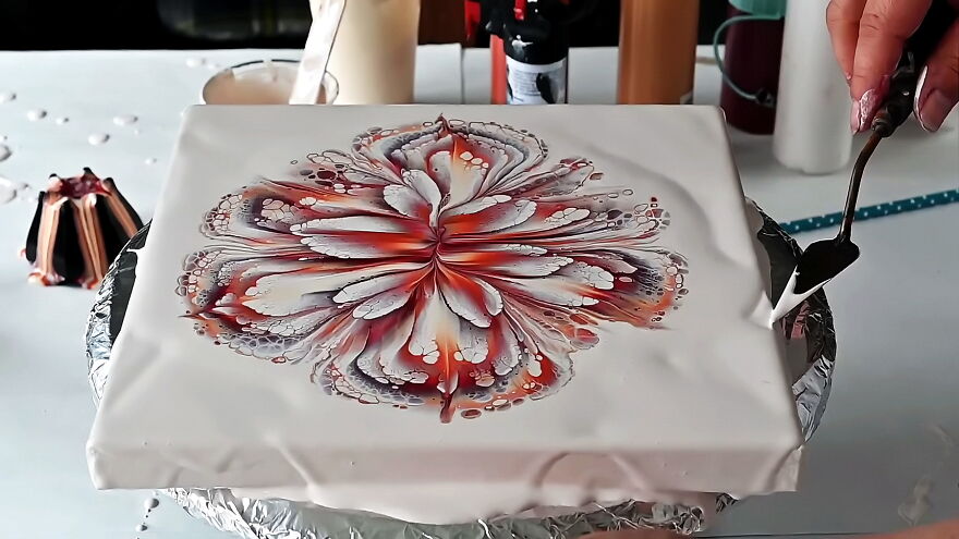 Acrylic Pour Flower Painting ~ Cup Bottom Reverse Dip ~ Fluid Art Tutorial ~ Paint #withme