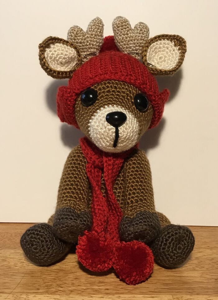 Designed And Crocheted This Little Reindeer.