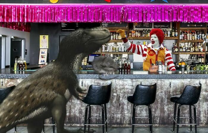…a T-Rex And A Mouse Walk Into A Bar…