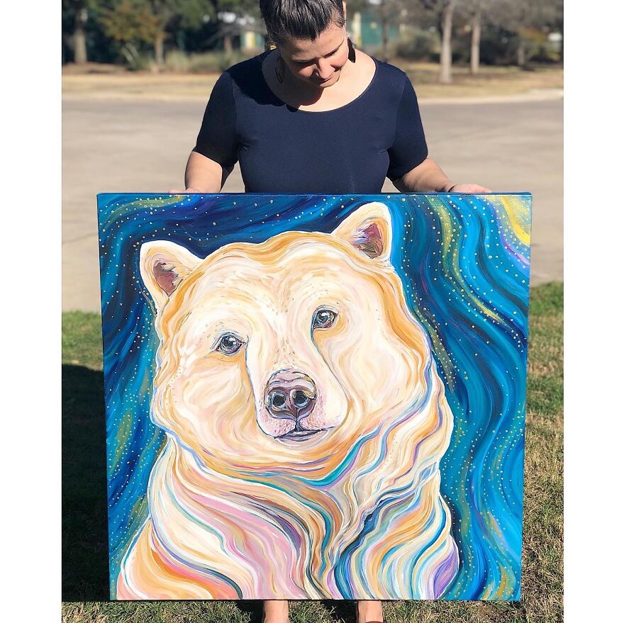 I Paint Magical Wildlife Paintings Using Thick Brush Strokes, Bold Color, And Lots Of Gold Dots.