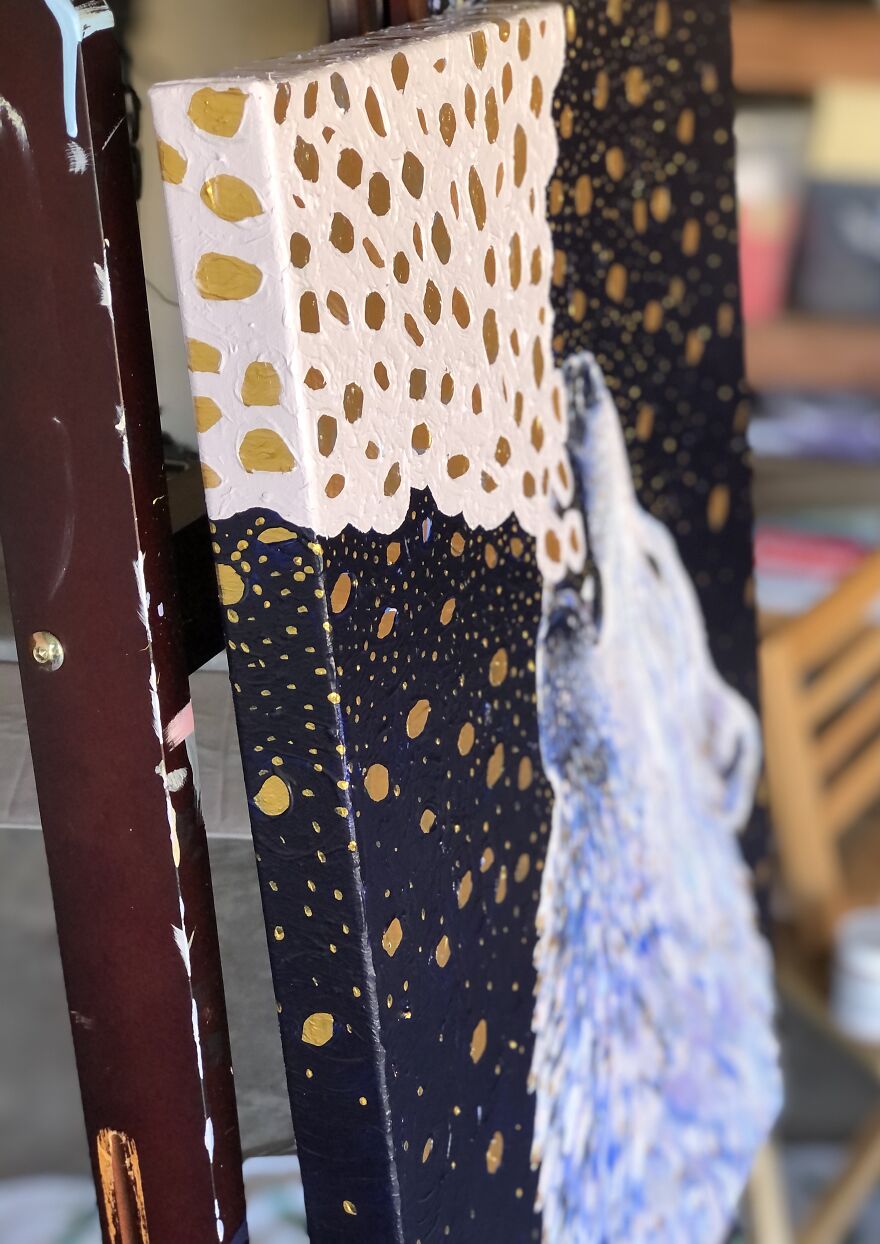 I Paint Magical Wildlife Paintings Using Thick Brush Strokes, Bold Color, And Lots Of Gold Dots.