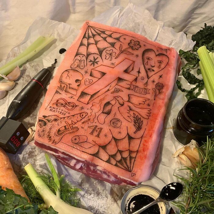 New Years Day Roast For The Family- Pork Belly Tattooed With Squid Ink