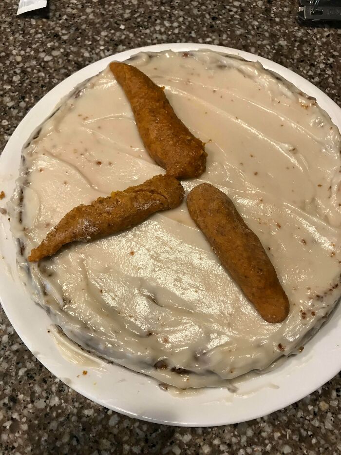 I See Your “Ugliest Carrot Cake” And Raise You My Turd Carrot Cake